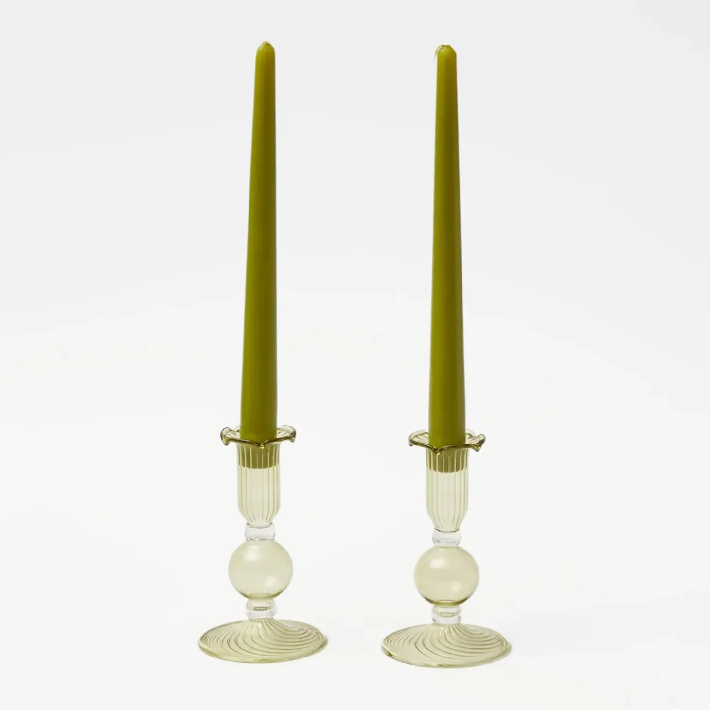 Small Eden Green Candle Holders (Pair)