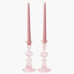 Small Gisele Pink Candle Holder (Pair)