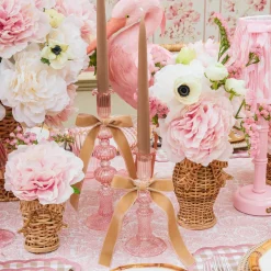 Small Gisele Pink Candle Holder (Pair)