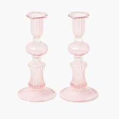 Small Gisele Pink Candle Holder (Pair)