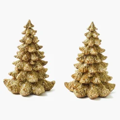 Small Gold Glitter Christmas Tree (Pair)
