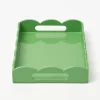 Small Green Lacquer Scalloped Tray