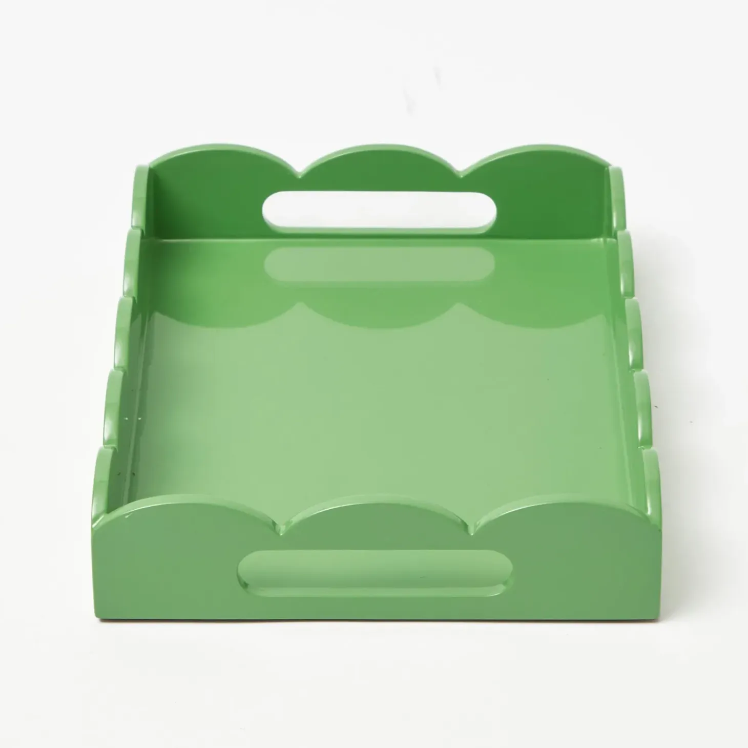 Small Green Lacquer Scalloped Tray