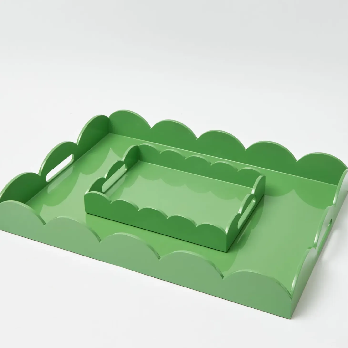 Small Green Lacquer Scalloped Tray