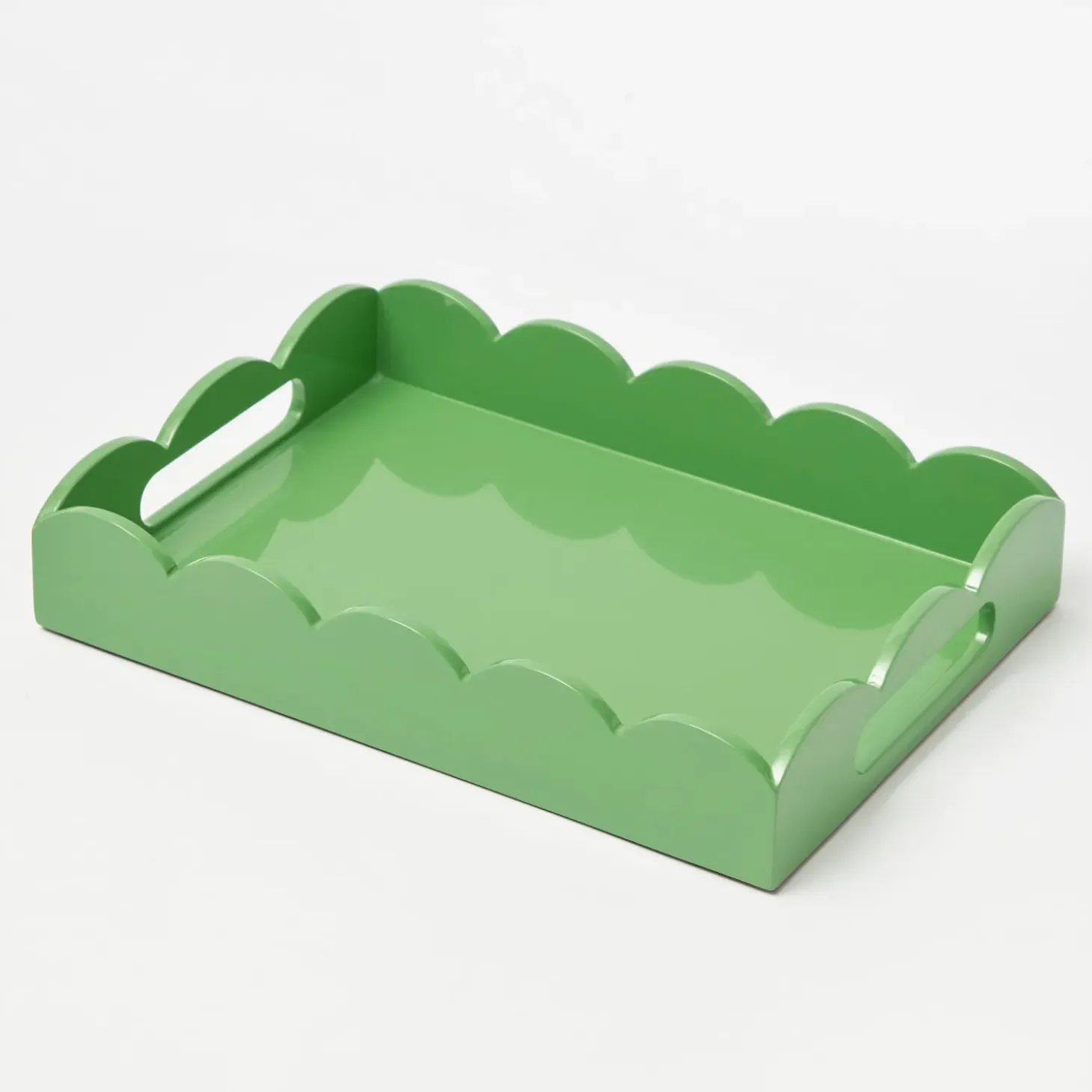 Small Green Lacquer Scalloped Tray