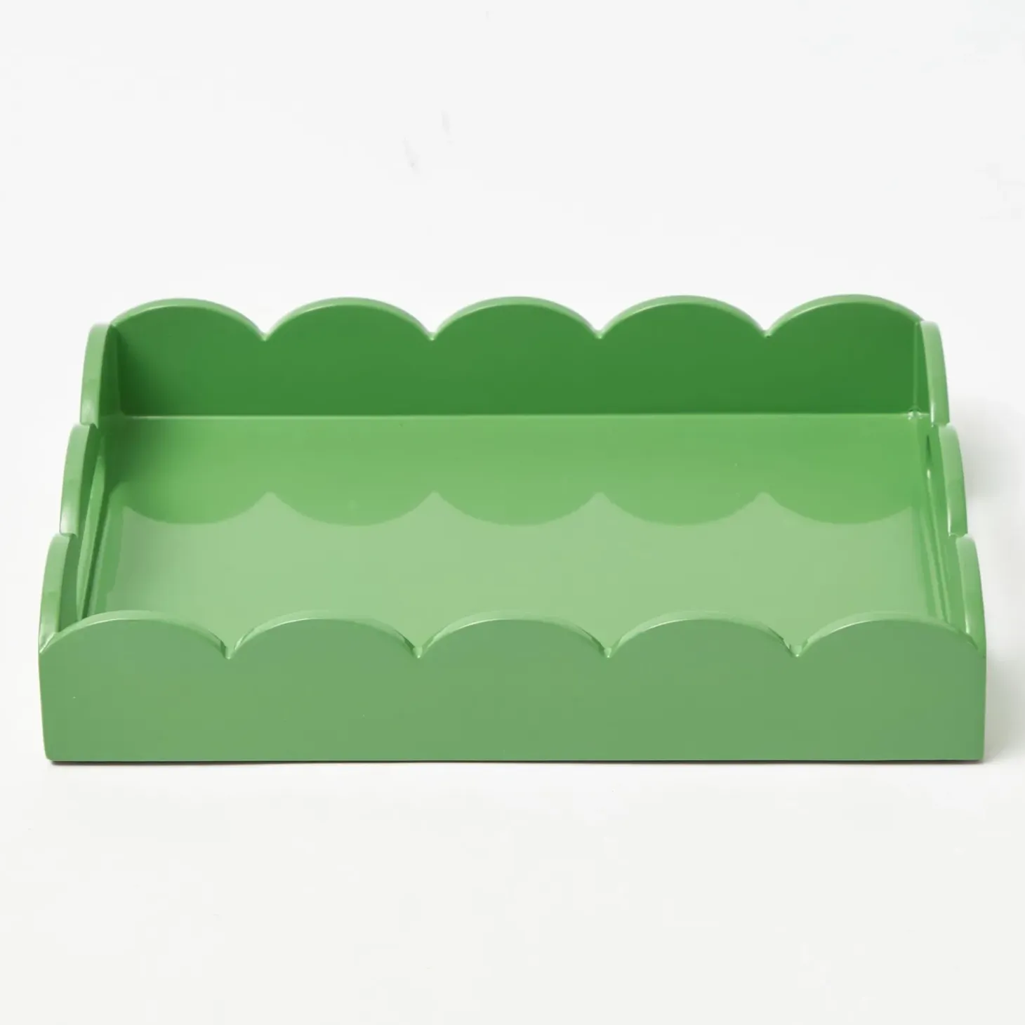 Small Green Lacquer Scalloped Tray