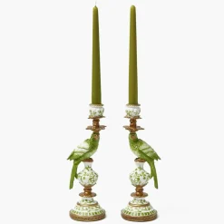 Small Green Parrot Candle Holders (Pair)