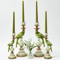 Small Green Parrot Candle Holders (Pair)