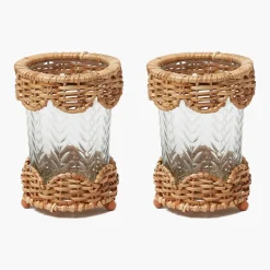 Small Helena Rattan Hurricane Lantern (Pair)