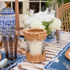 Small Helena Rattan Hurricane Lantern (Pair)