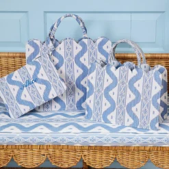 Small Mrs. Alice Tote Bag (Blue Ikat)