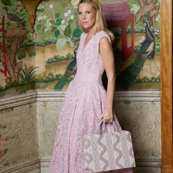Small Mrs. Alice Tote Bag (Pink Ikat)