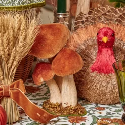 Small Orange Velvet Mushrooms (Set of 3)