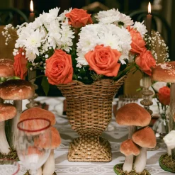Small Orange Velvet Mushrooms (Set of 3)