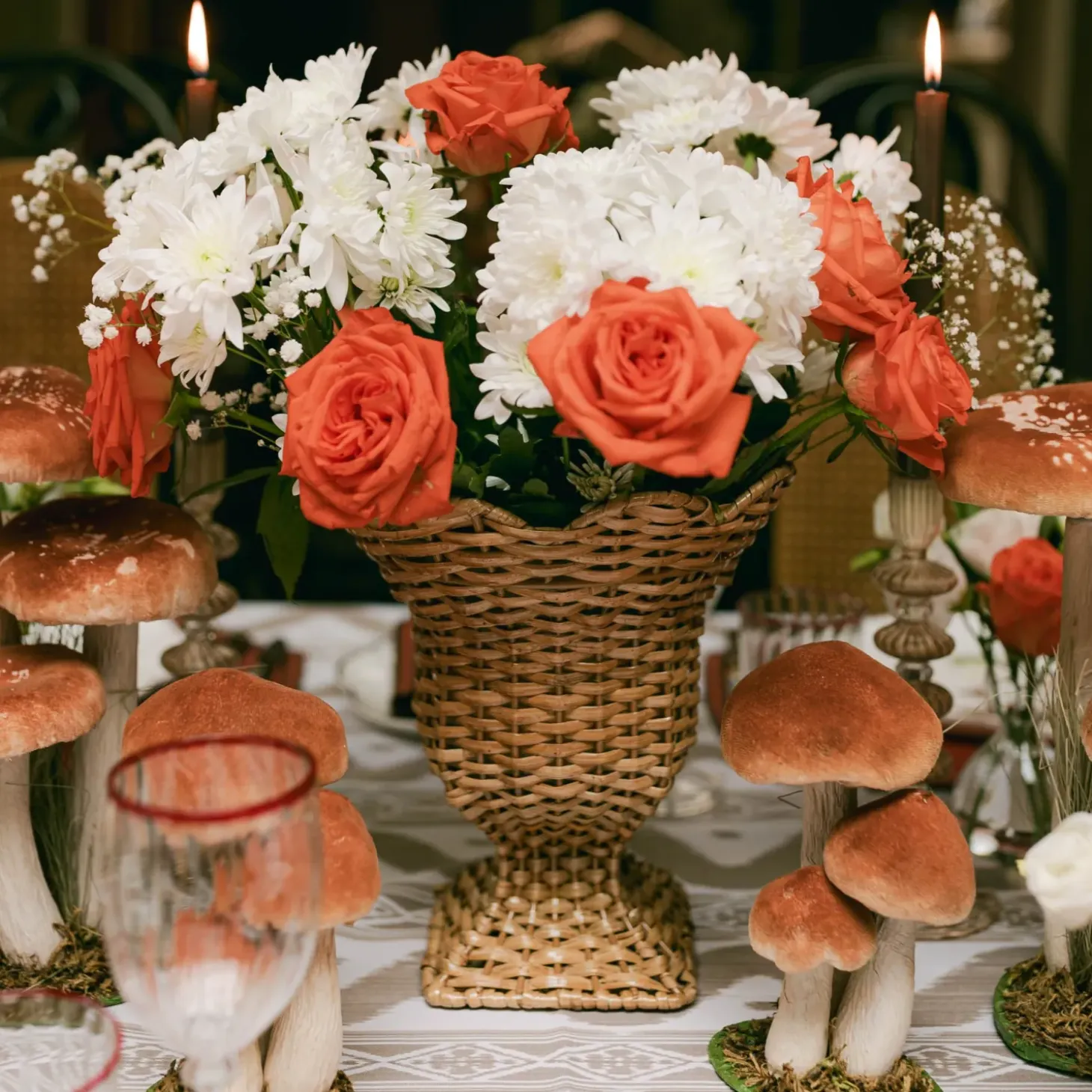 Small Orange Velvet Mushrooms (Set of 3)