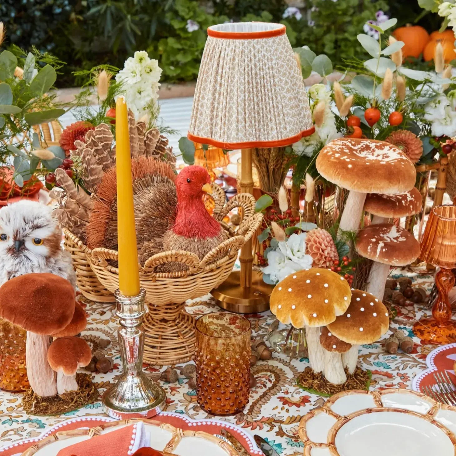 Small Orange Velvet Mushrooms (Set of 3)