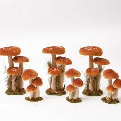 Small Orange Velvet Mushrooms (Set of 3)