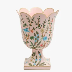 Small Pink Chinoiserie Tole Urn Vase