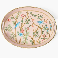 Small Pink Oval Chinosierie Tole Tray