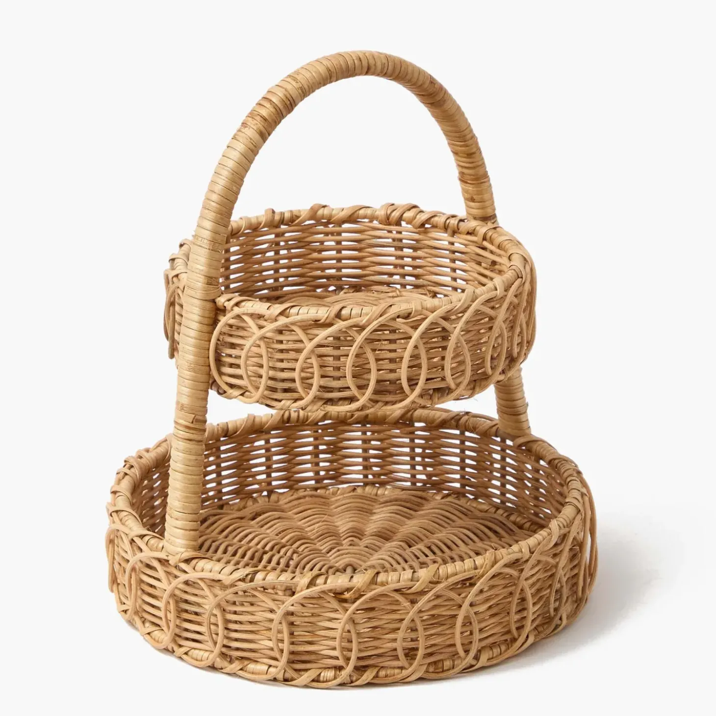 Small Rattan Two Tiered Stand