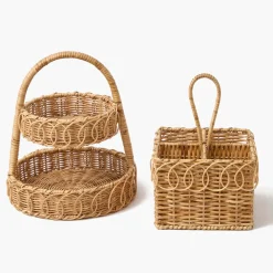 Small Rattan Two Tiered Stand