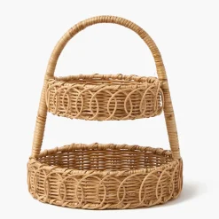 Small Rattan Two Tiered Stand