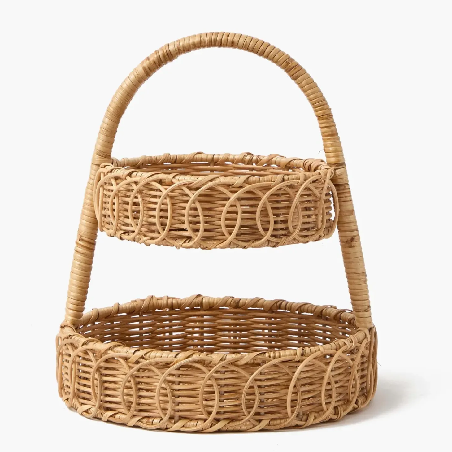 Small Rattan Two Tiered Stand