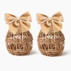 Small Rattan Woven Egg with Oat Bows (Pair)
