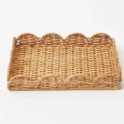 Small Scalloped Rattan Tray