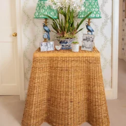 Small Vivienne Rattan Scalloped Console Table