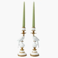 Small White Parrot Candle Holder (Pair)