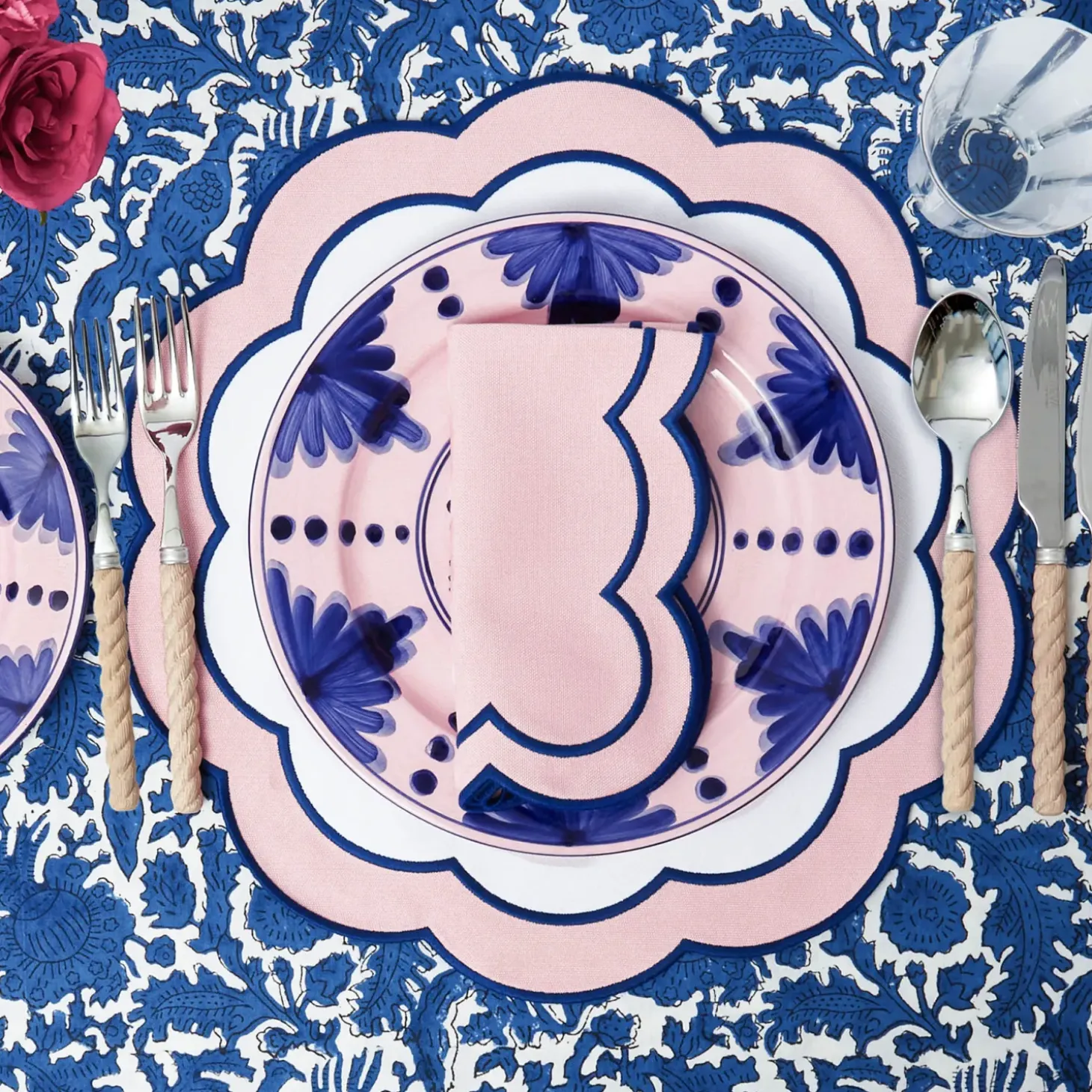 Sofia Pink Appliqué Placemats & Napkins (Set of 4)
