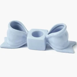Soft Blue Ceramic Bow Candle Holder (Pair)