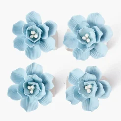 Soft Blue Fiore Napkin Rings (Set of 4)