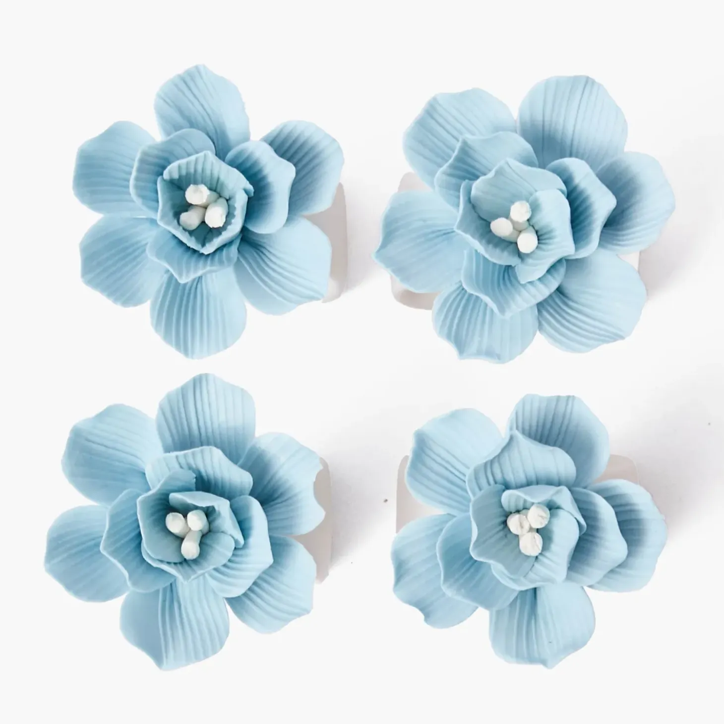 Soft Blue Fiore Napkin Rings (Set of 4)