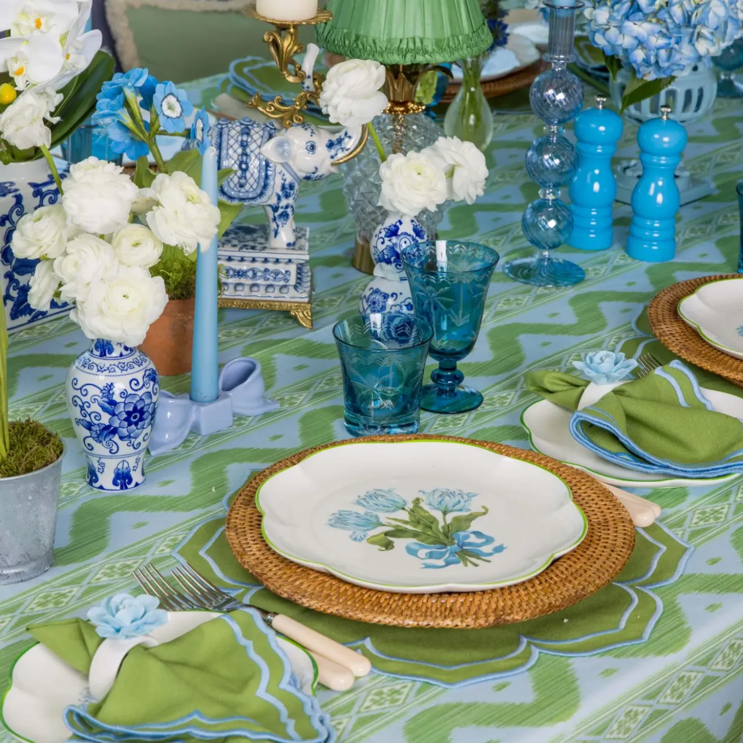 Soft Blue Fiore Napkin Rings (Set of 4)