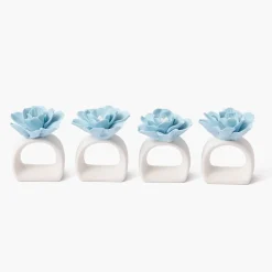 Soft Blue Fiore Napkin Rings (Set of 4)