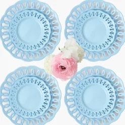 Soft Blue Lace Dinner & Starter Plates (Set of 8)