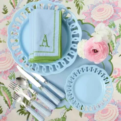 Soft Blue Lace Dinner & Starter Plates (Set of 8)