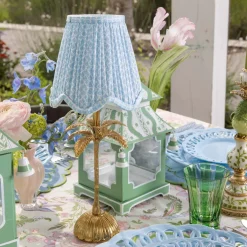 Soft Blue Lotus Deep Scalloped Lampshade (14cm)