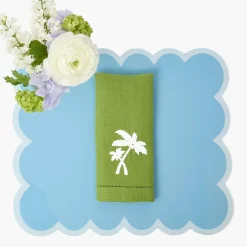 Soft Blue Scalloped Lacquer Placemats (Set of 4)