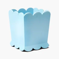 Soft Blue Scalloped Lacquer Waste Paper Bin
