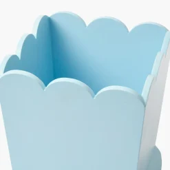 Soft Blue Scalloped Lacquer Waste Paper Bin