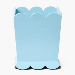 Soft Blue Scalloped Lacquer Waste Paper Bin