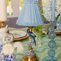 Soft Blue Silk Frilled Lampshade (18cm)
