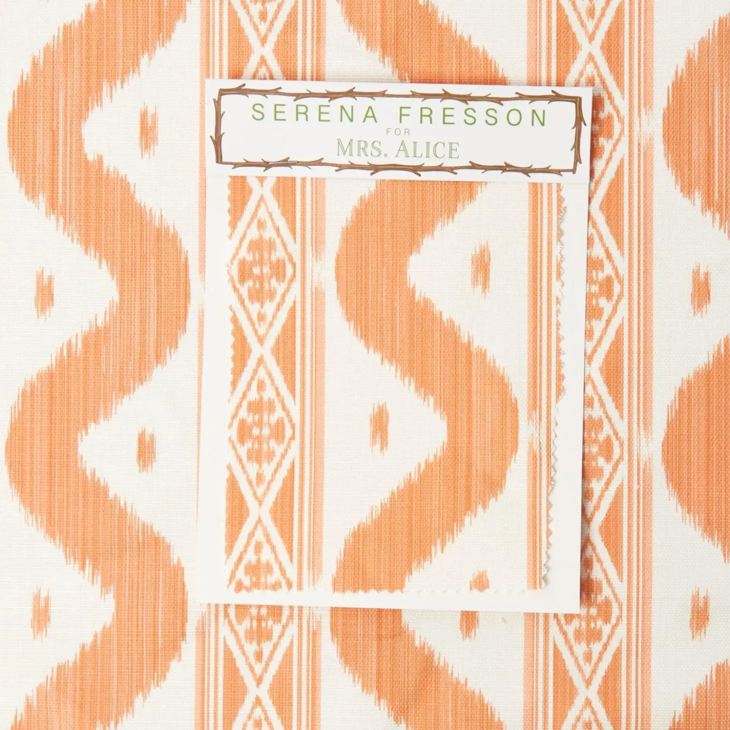Soft Coral Ikat Stripe Fabric