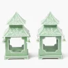 Soft Green Mini Chinoiserie Pagoda Lanterns (Pair)