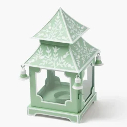 Soft Green Mini Chinoiserie Pagoda Lanterns (Pair)