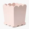 Soft Pink Scalloped Lacquer Waste Paper Bin