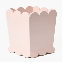 Soft Pink Scalloped Lacquer Waste Paper Bin